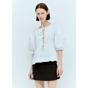 Ganni Women Cotton Poplin Peplum Blouse
